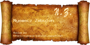 Nyemecz Zebulon névjegykártya